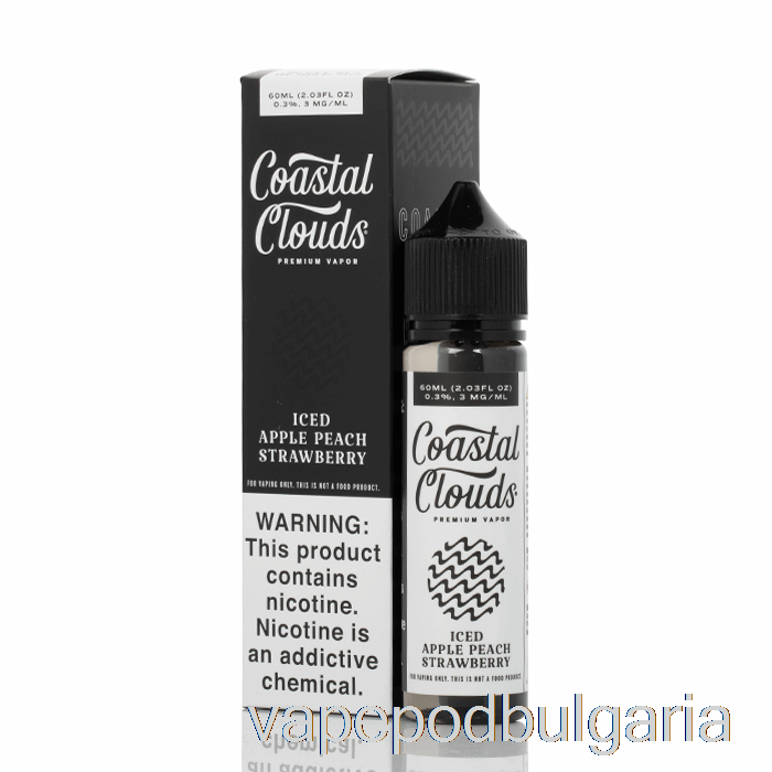 Vape 10000 Дръпки Iced Apple Peach Strawberry - Coastal Clouds Co. - 60 мл 3 мг